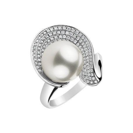 Prsten s perlou a diamanty One Pearl