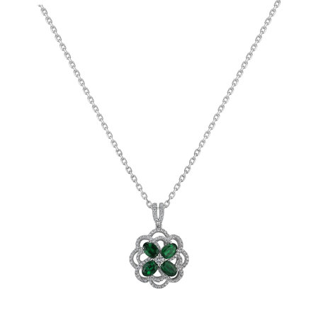 Přívěs s diamanty a smaragdy Lucky  Clover