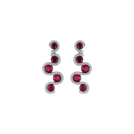 Náušnice s rubíny a diamanty Ruby Pulse