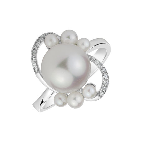 Prsten s perlami a diamanty Celestial Pearls