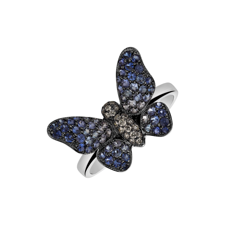 Prsten s diamanty a safíry Glamorous Butterfly