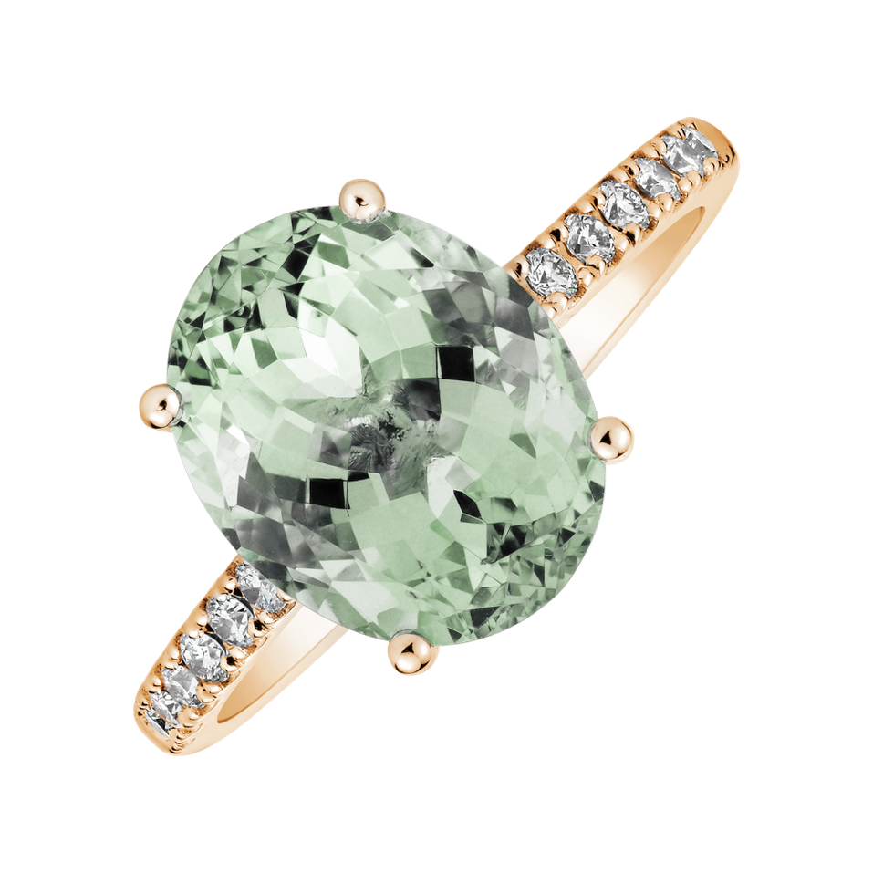 Prsten s diamanty a ametystem green Playful Glamour