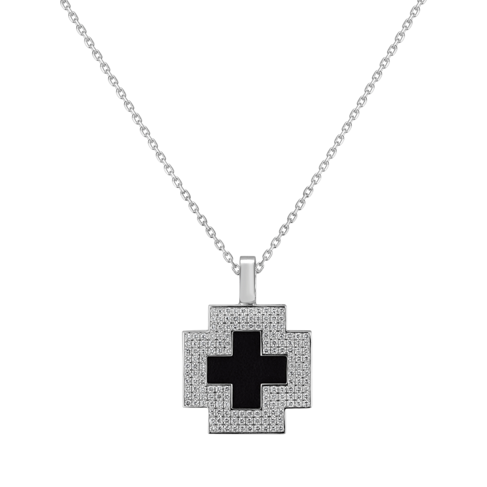 Přívěs s onyxem a diamanty Cross of Mystery