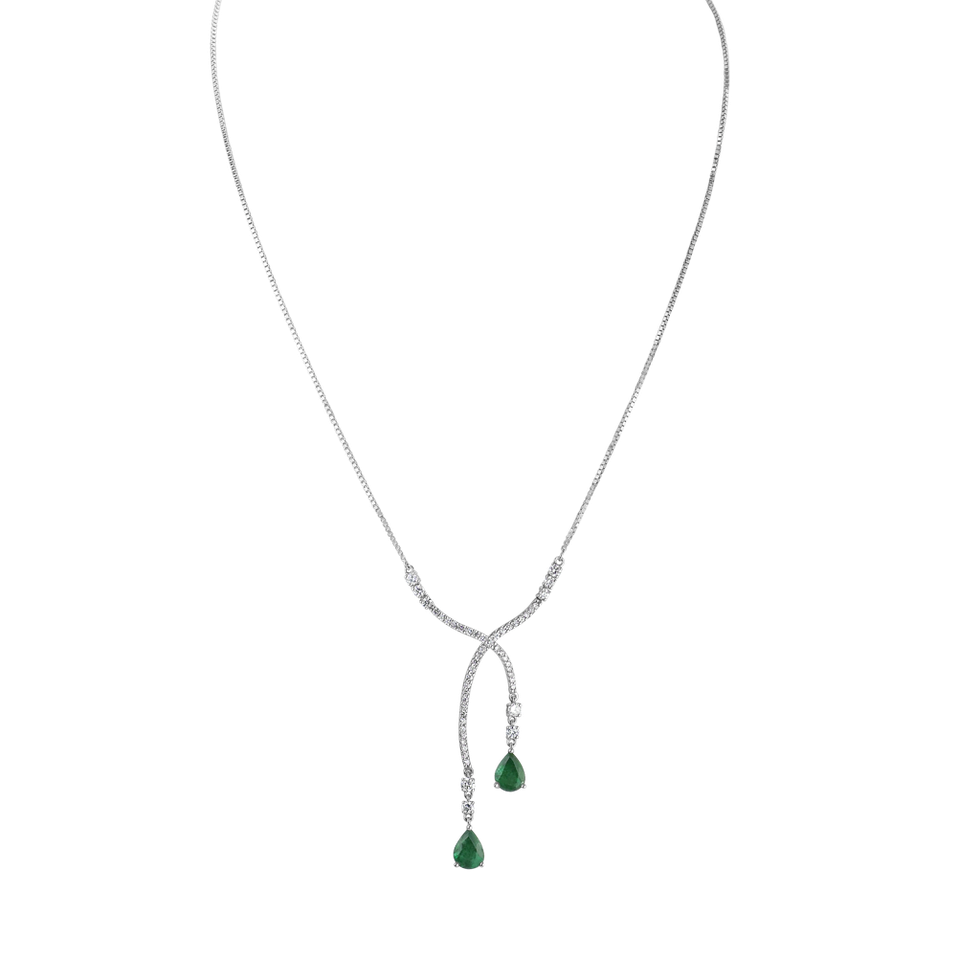 Náhrdelník s diamanty a smaragdy Emerald Tear