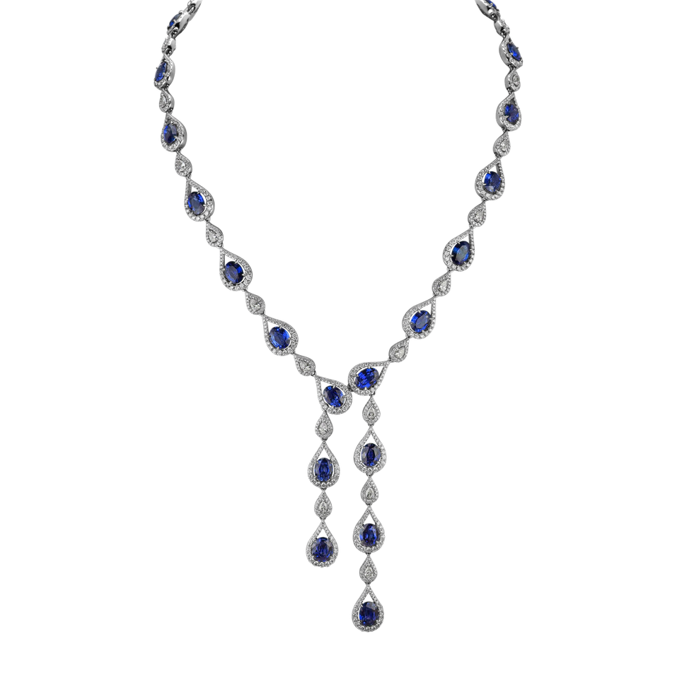 Náhrdelník s diamanty a safíry Sapphire Ribbon