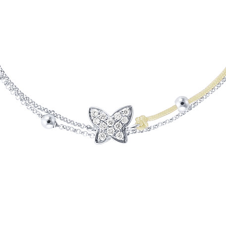 Diamantový náramek se šňůrkou Luxury Butterfly