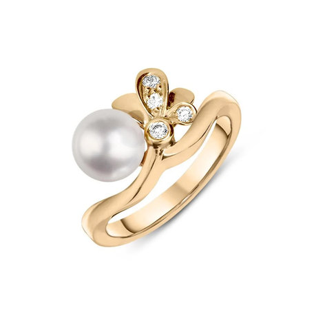 Prsten s diamanty a perlou Pearl ring