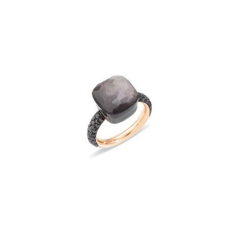 Prsten s diamanty a obsidiánem Nudo Maxi Ring