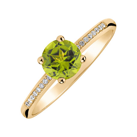 Prsten s diamanty a peridotem Satin