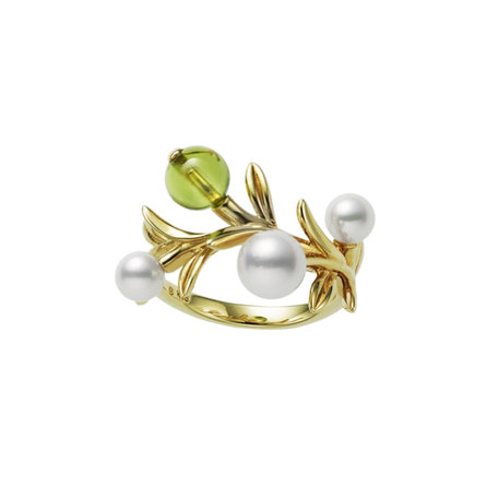 Prsten s peridotem a perlami Olive Ring