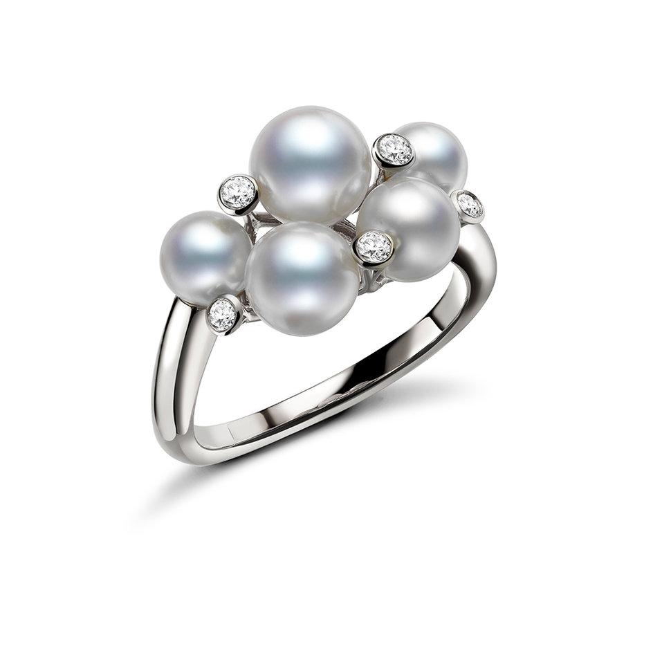 Prsten s diamanty a perlami Bubble Pearl