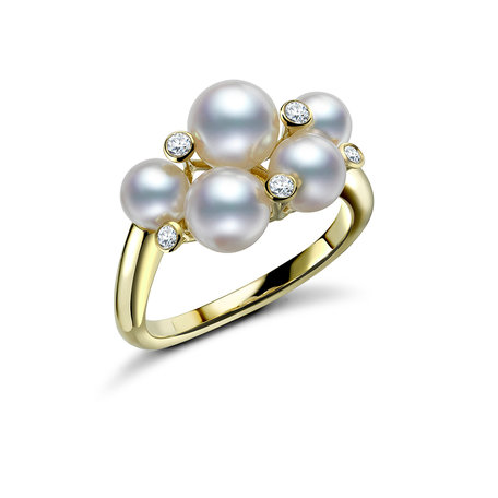 Prsten s diamanty a perlami Bubble Pearl