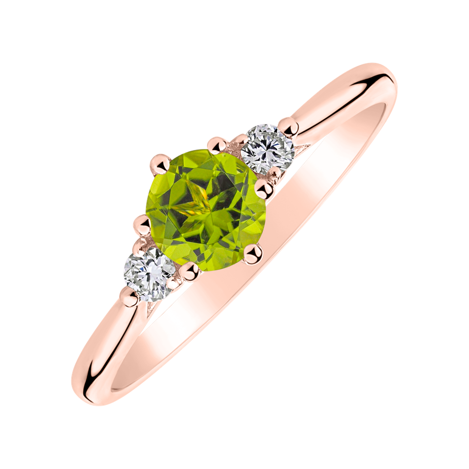 Prsten s diamanty a peridotem Midnight Serenity