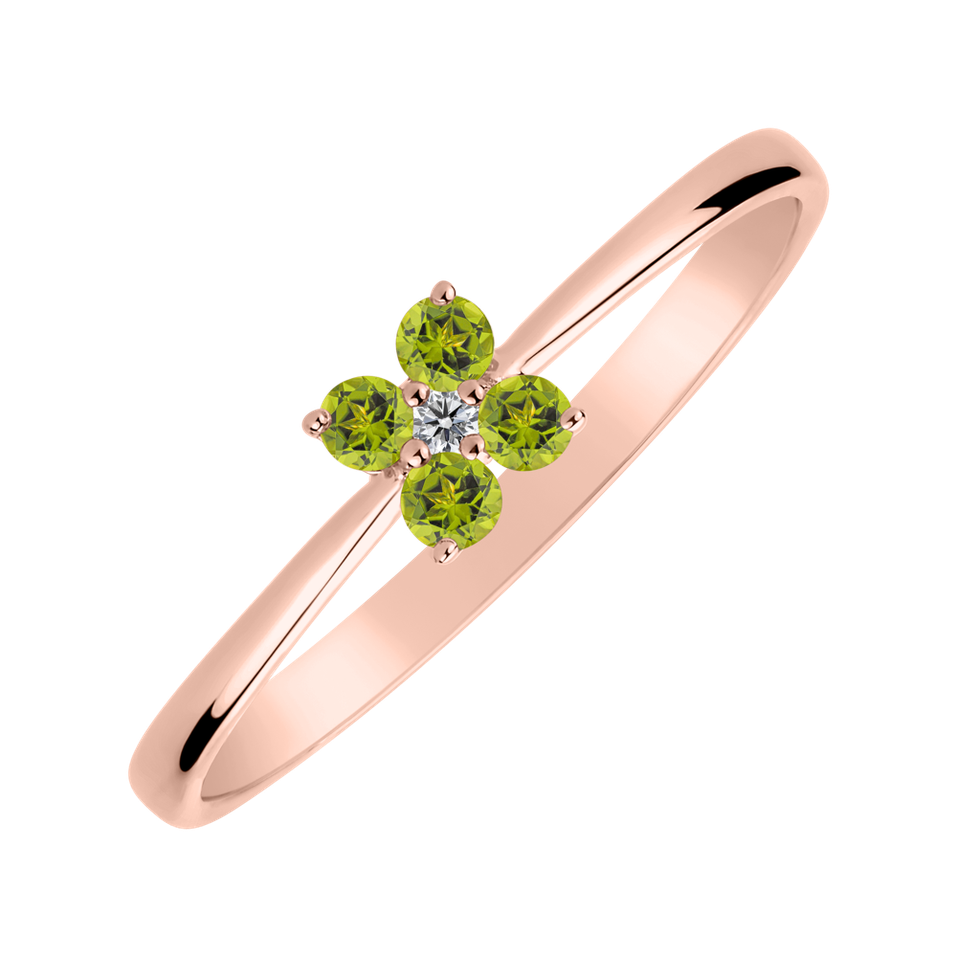 Prsten s diamantem a peridoty Divine Bloom