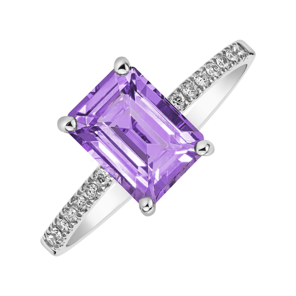 Prsten s diamanty a amethyst Mireth