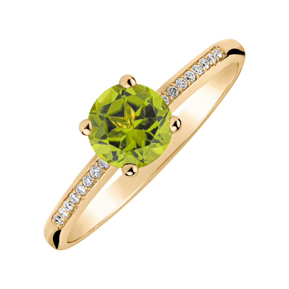 Prsten s diamanty a peridotem Satin