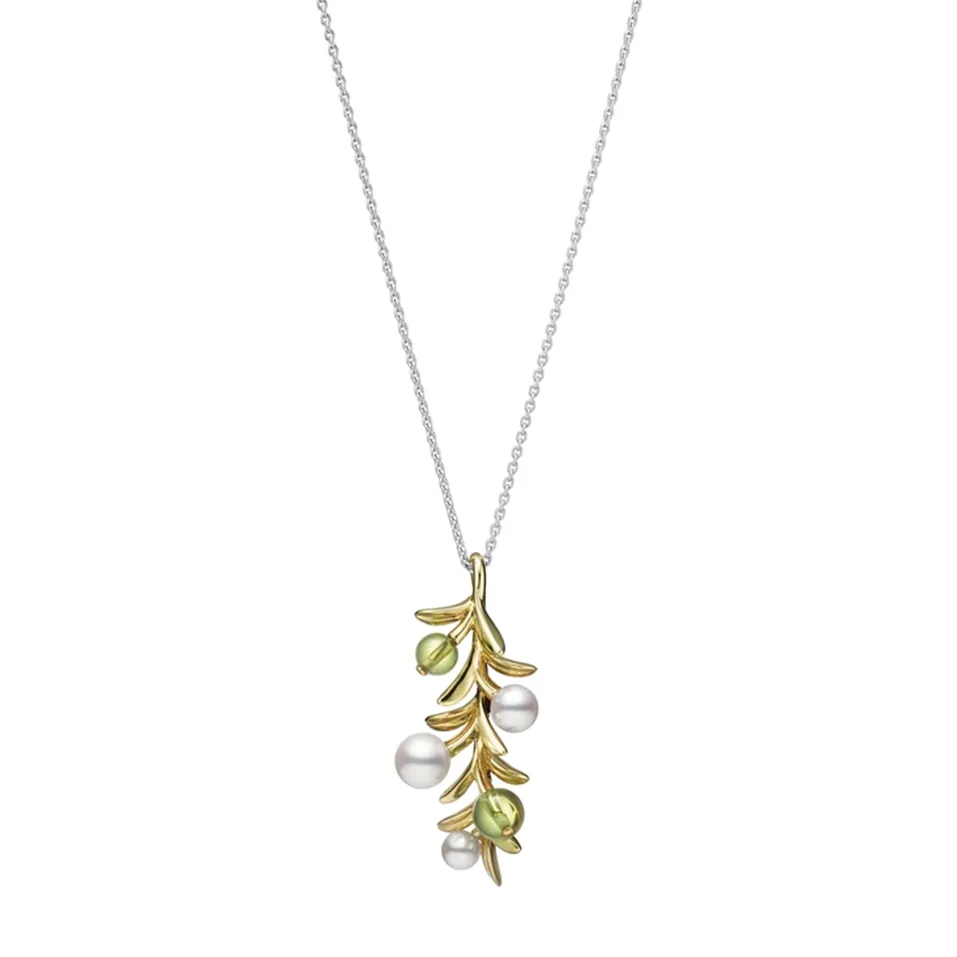 Náhrdelník s peridoty a perlami Olive necklace