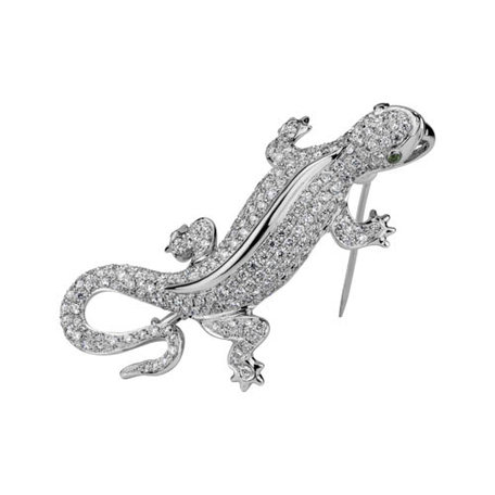 Brož a přívěs s diamanty a granáty Diamond Gecko